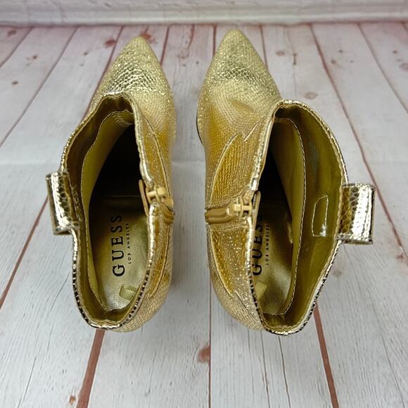 Guess Metallic Gold Ankle Boots Booties Women’s Size 5 1/2 M - Picture 7 of 10